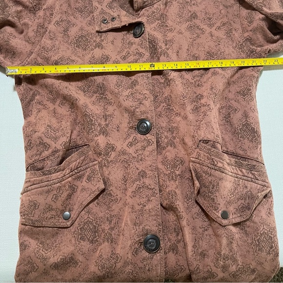 Free People Rusty Brown Boho Tapestry Print Victorian Button Down Coat Sz Small - Picture 12 of 14